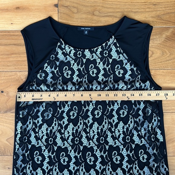 Pink Tartan Black Lace Top. Size M - Picture 9 of 11